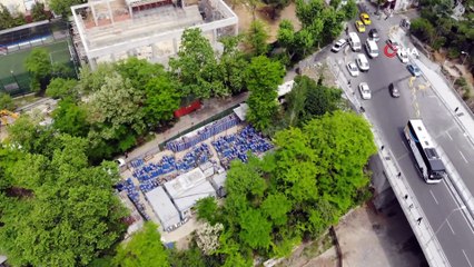 Haydarpaşa Garı’nda top mermisinin bulunduğu alan havadan görüntülendi