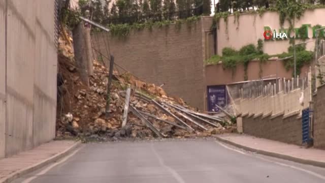 Başakşehir'de Çöken İstinat Duvarının Çevresinde Teknik Çalışmalar Devam Ediyor