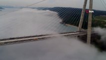 Sis içinde kalan Yavuz Sultan Selim Köprüsü havadan görüntülendi