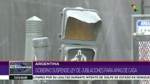 Gob. argentino suspende Ley de Jubilaciones para amas de casa