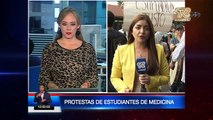 Continúan las protestas de estudiantes de medicina en Guayaquil
