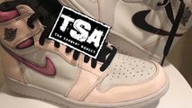 NIKE SB AIR JORDAN 1 LIGHT BONE HYPER PINK CRIMSON RETRO SNEAKER DETAILED LOOK REVIEW