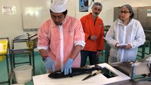 Centre des apprentis de Lorient. Poisson vivant tué selon la méthode japonaise ikejime