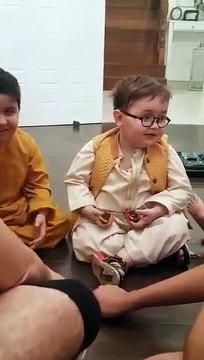 Little guest Ahmed Shah at Yasir Nawaz's house today playing cheel Uri Kambootar Ura