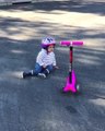 Little Girl Refuses To Ride Scooter Unless Dad Pushes Her