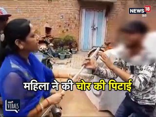 रिक्शे की बैटरी चुराता पकड़ा गया बदमाश, देखें पिटाई का VIDEO