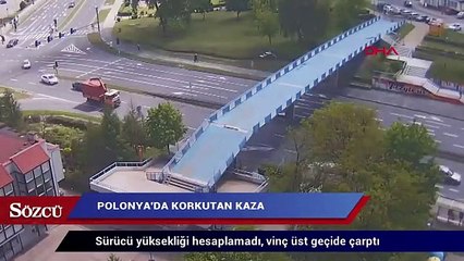 Polonya'da korkutan kaza anı güvenlik kamerasında!