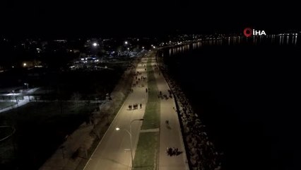 Doğunun İncisi Tatvan'ın Cıvıl Cıvıl Sahili Havadan Görüntülendi