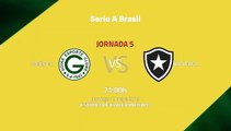Previa partido entre Goiás EC y Botafogo Jornada 5 Liga Brasileña