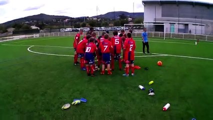 Les deux équipes U13 (D1 & D5) partagent le plaisir de leurs victoires. 1 à 0 devant Bourg Saint Andéol et 8 à 1 devant Valence FC.