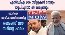 എന്‍ഡിഎ 306 സീറ്റുകള്‍ നേടും യുപിഎ132 ല്‍ ഒതുങ്ങുമെന്നും ടൈംസ് നൗ എക്സിറ്റ് പോള്‍