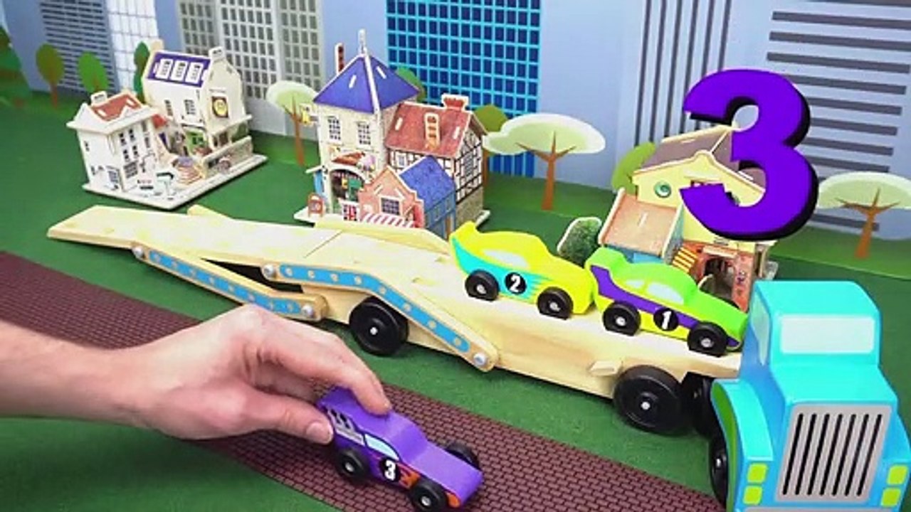 Learn Colors and Counting with Car Carrying Toy Truck!