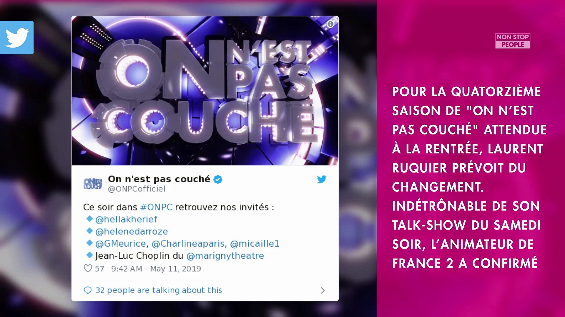 ONPC : Laurent Ruquier évoque une nouvelle formule pour la prochaine saison  - Vidéo Dailymotion