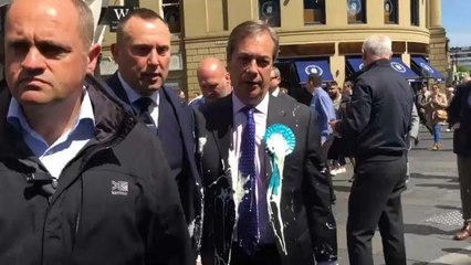 Milkshake thrown at Brexit party leader Farage