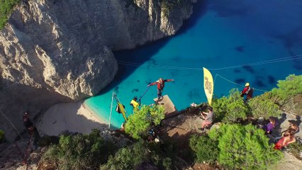 600 foot Insane Rope Swing over SHIPWRECK!!! - in Greece in 4K!  DEVINSUPERTRAMP