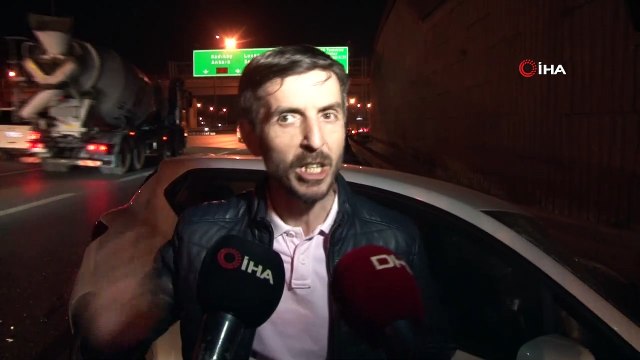 TEM'de makas atan otomobile bariyerler ok gibi saplandı