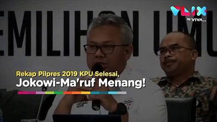 Rekap KPU Selesai, Jokowi-Ma'ruf Unggul 55,50 Persen