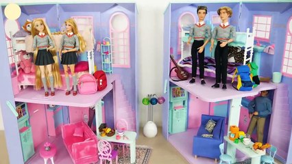 Barbie & Ken's Bunk Bed Bedroom Morning for School, Breakfast Cereal Sekolah pagi Barbie Casa Manhã | Karla D.