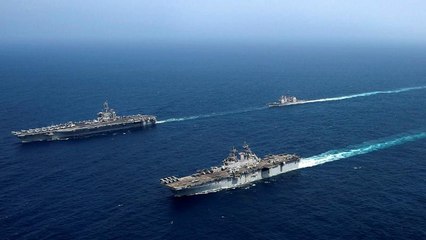 ویدیویی از تمرین ناوهای جنگی آمریکا در دریای عرب