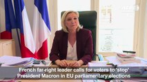 Marine Le Pen calls on French to 'stop Macron' in EU polls