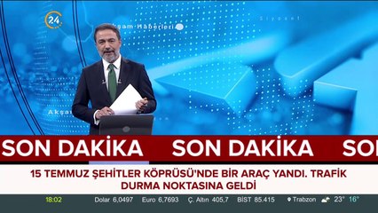 15 Temmuz Şehitler Köprüsü'nde bir araç yandı