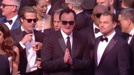 L'arrivée de Quentin Tarantino, Leonardo DiCaprio et Brad Pitt sur le tapis rouge - Cannes 2019