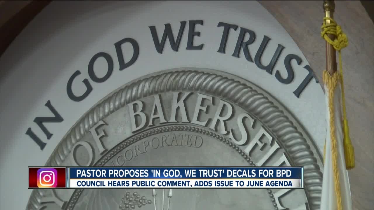 Bakersfield pastor want 'In God We Trust' decals for BPD