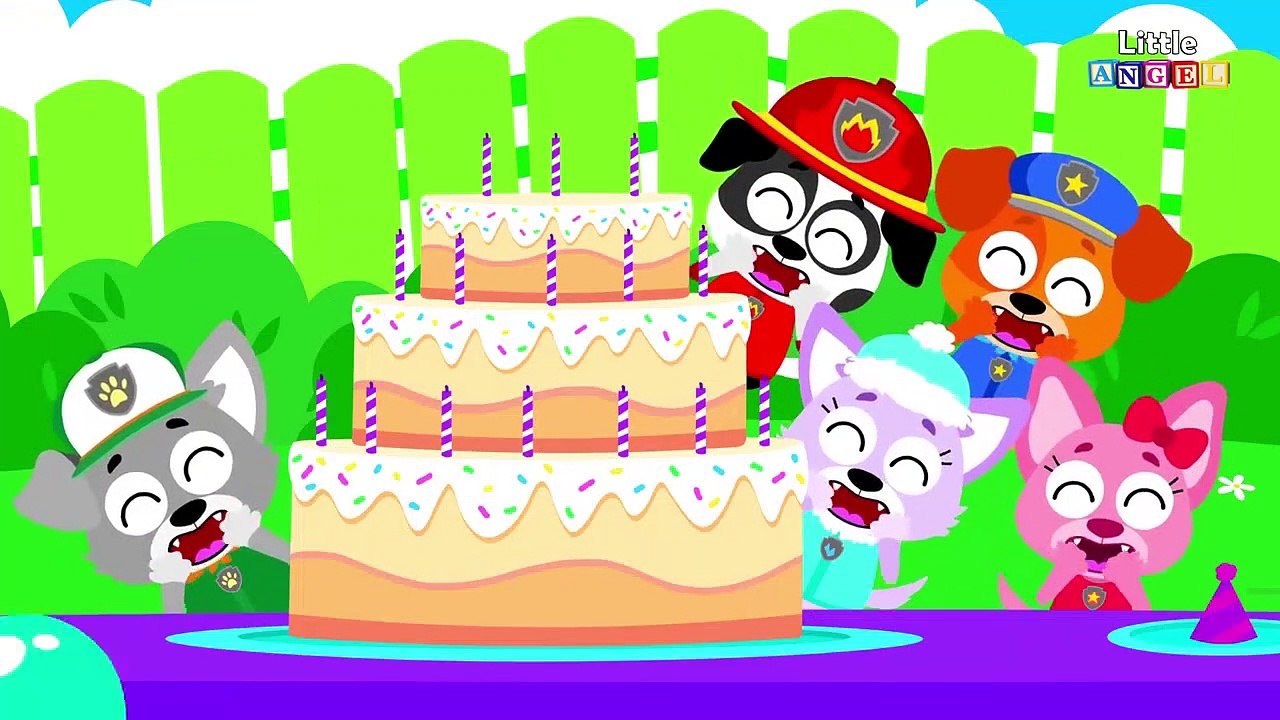 Five Little Puppies Happy Birthday Song | Puppy Patrol | Nursery Rhymes & Kids Songs by Little Angel