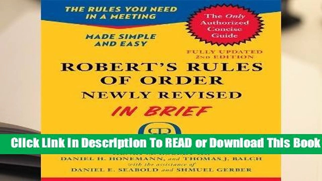 Full E-book  Robert s Rules of Order Newly Revised In Brief, 2nd edition (Roberts Rules of Order