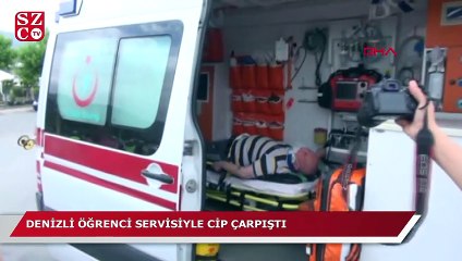 Denizlide öğrenci servisiyle cip çarpıştı