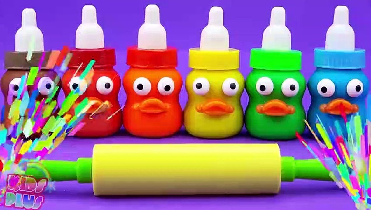 Learn 6 Colors Play Doh In Baby Milk Bottle Animals Toys Nursery Rhymes Kinder Surprise Eggs