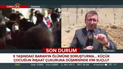 Baran inşaat çukuruna düştü