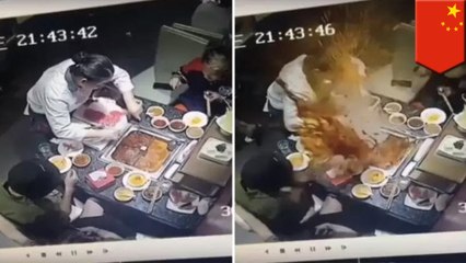 Hot pot blows up in waitress' face after lighter drops in soup
