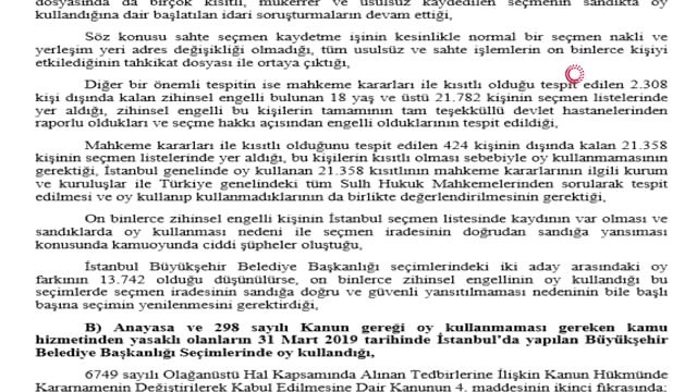 Ysk, 6 Mayıs'ta İptal Edilen İstanbul Büyükşehir Belediye Başkanlığı Seçimi Kararının Gerekçesini...