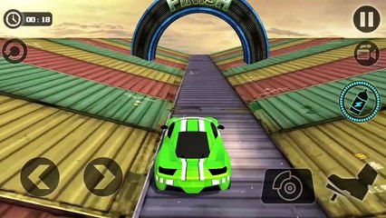 Impossible Stunt Car Tracks 3D level 1-7__New cars-Green car__Gameplay Android 2019