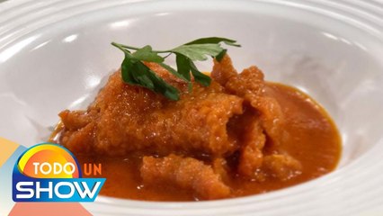 Rico y rendidor, así es el platillo que nos preparó el Chino: ¡Chicharrón en salsa de morita!