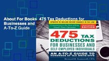 About For Books  475 Tax Deductions for Businesses and Self-Employed Individuals: An A-To-Z Guide