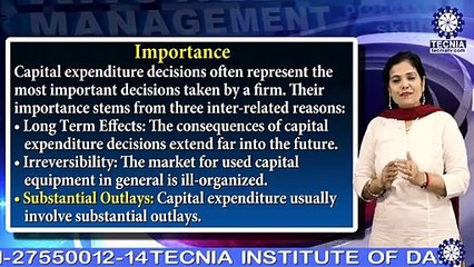 Capital Investment Importance Difficulties | Dr. Nitu Agarwal | BBA | TIAS | TECNIA TV