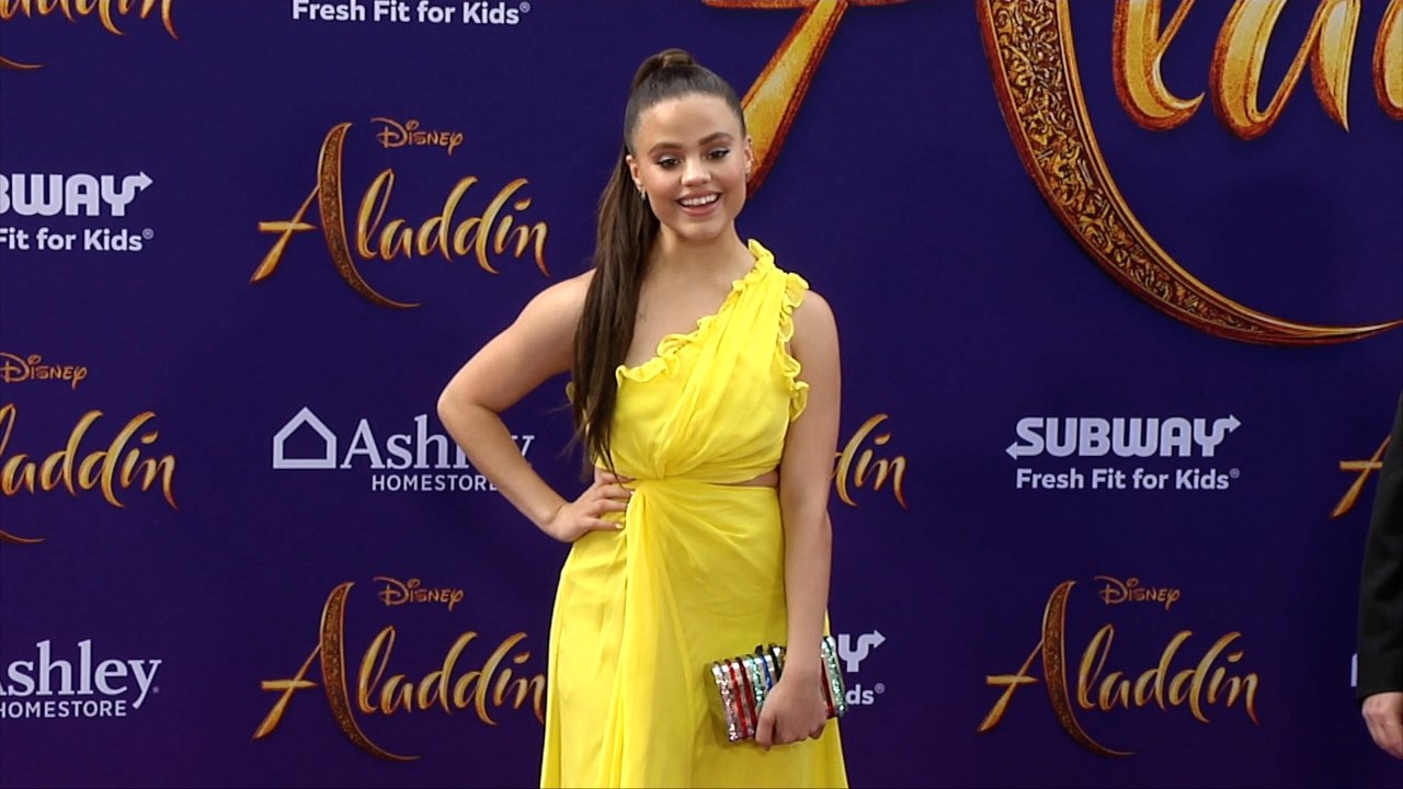Sarah Jeffery "Aladdin" World Premiere Purple Carpet