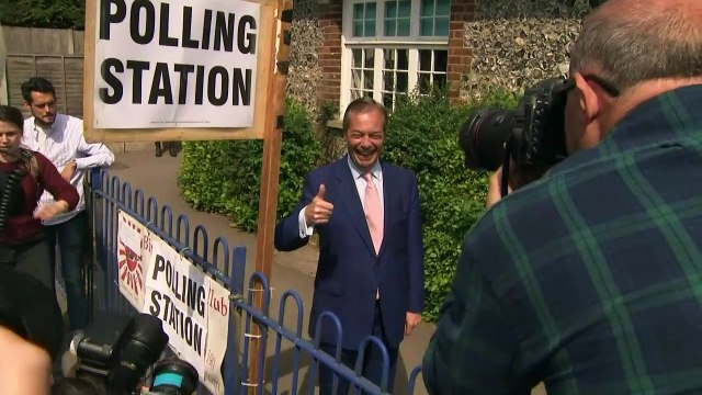 Nigel Farage casts vote in European election