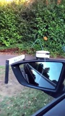 En voiture ils croisent un robot de livraison en pleine rue !