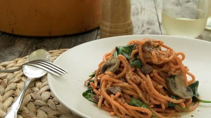 How to Make Spiralized Sweet Potato Carbonara