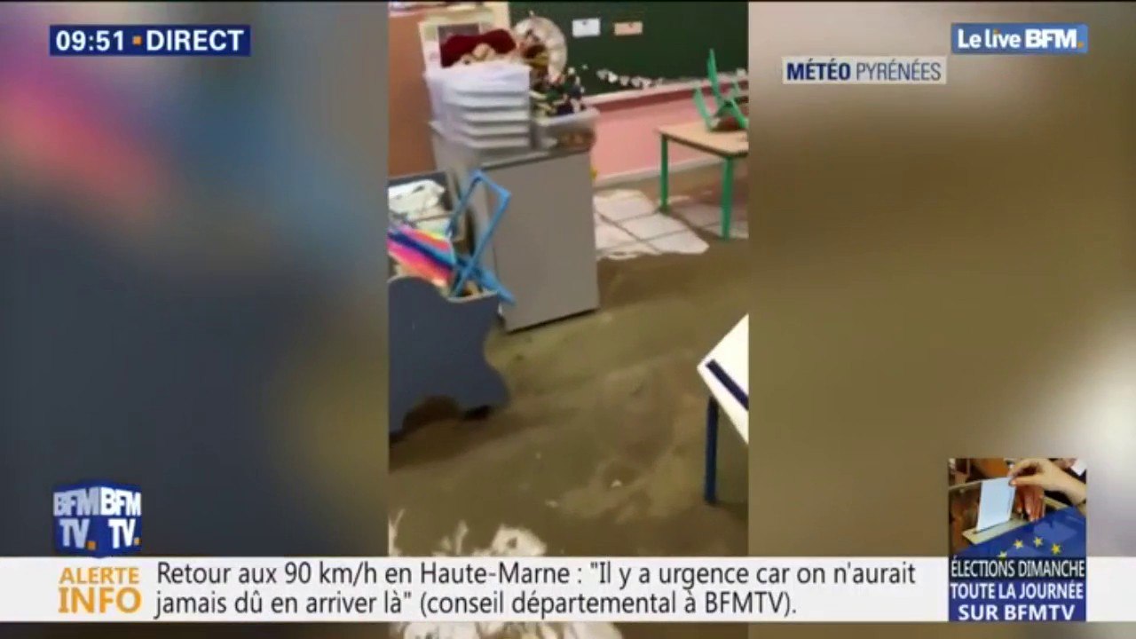 Inondations dans les Hautes-Pyrénées: une coulée de boue envahit une école de Beaudéan
