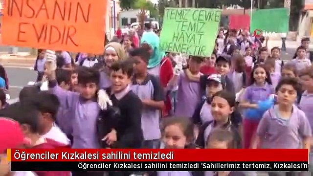 Öğrenciler Kızkalesi sahilini temizledi