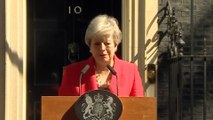 British Prime Minister Theresa May announces her resignation in emotional speech