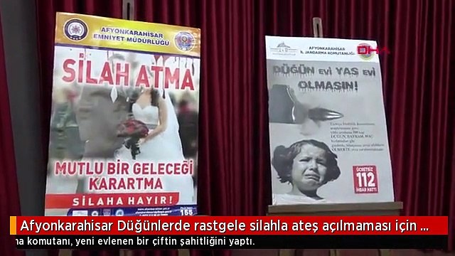 Afyonkarahisar Düğünlerde rastgele silahla ateş açılmaması için genç çifte şahit oldular