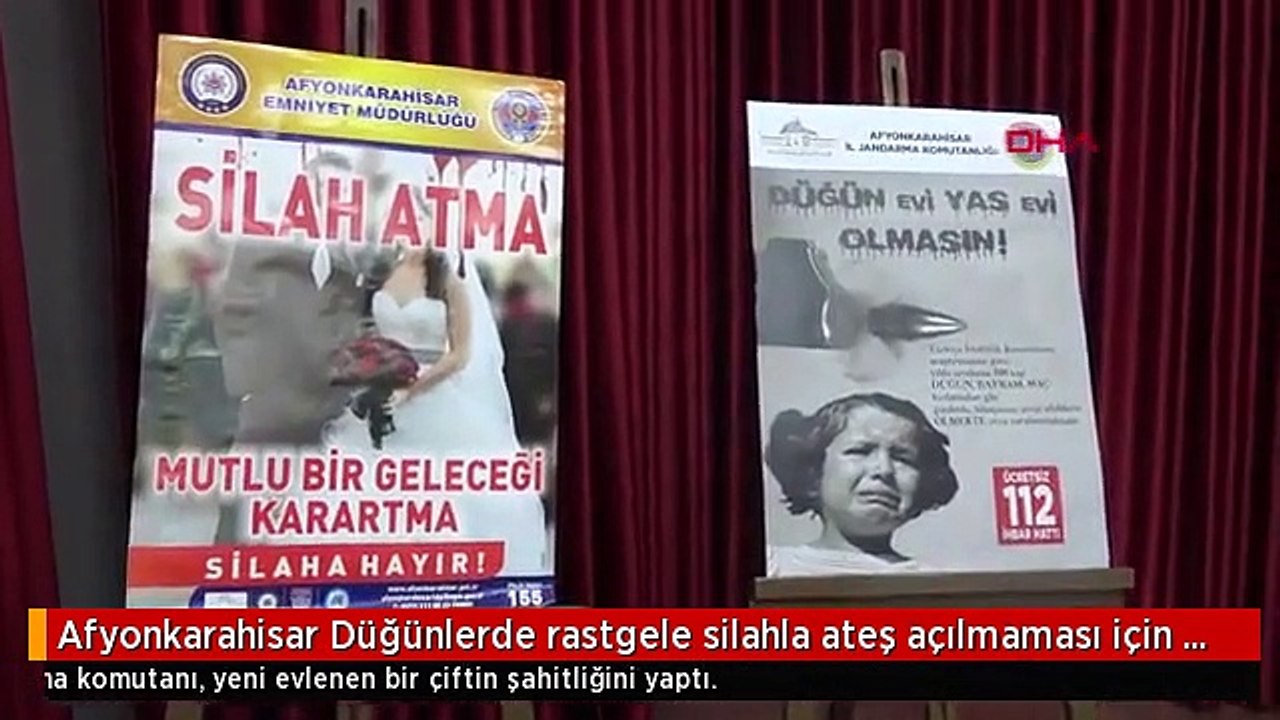 Afyonkarahisar Düğünlerde rastgele silahla ateş açılmaması için genç çifte şahit oldular
