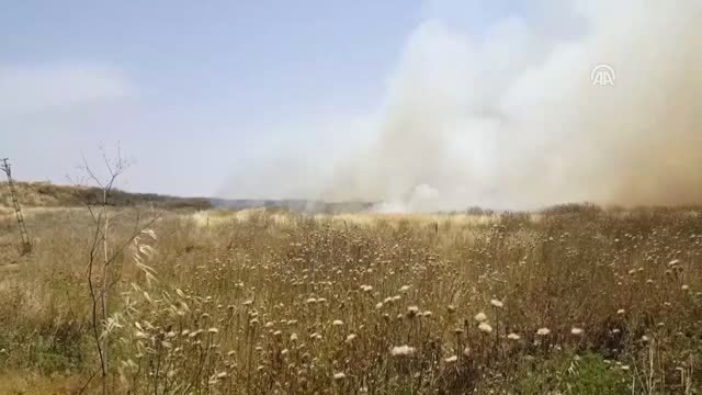 Sınırdaki mayınlı alanda çıkan yangın korkuttu