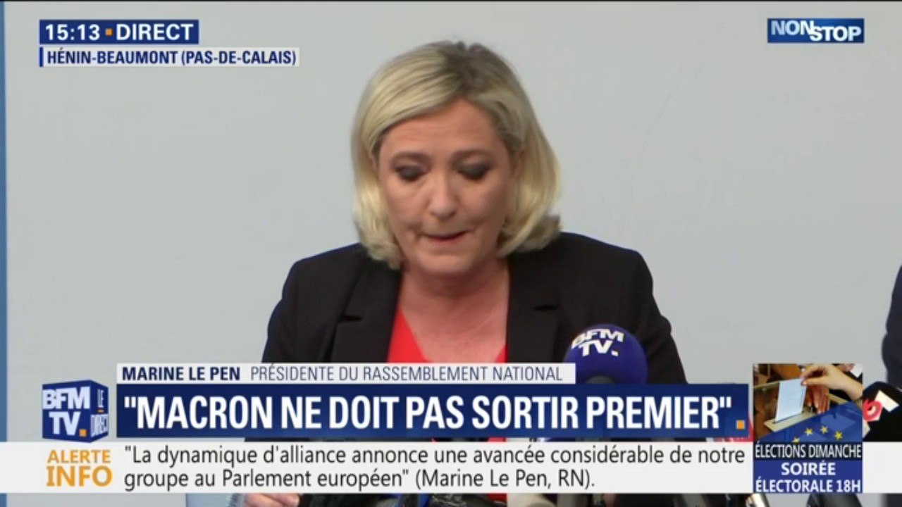 "La dynamique d'alliance annonce une avancée considérable de notre groupe au Parlement Européen." Marine Le Pen pense que son groupe va passer à la 3e place