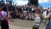 Youth climate change activists gather at Nelson's Column in central London